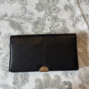 Coach Black Leather Wallet with Gold Accent
